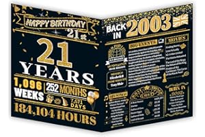HOMANGA 21st Birthday Card, Jumbo 21st Anniversary Card, Back In 2003 Card with Envelope, 21st Bday Card For Women, Men, 21 Birthday Gifts for Wife, Husband, Him, Her, 20x25cm