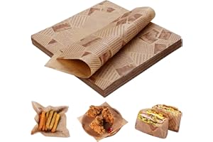TIKXLAFE Tixlafe Lot de 100 feuilles de papier sulfurisé 25 x 25 cm pour panier à hamburgers, pain au beurre, fromage, frites sulfurisé, pour poêle, four à micro-ondes