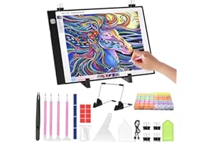 AUAUY Bloc Lumineux A4 pour Broderie Diamant, Tablette Lumineuse avec 3 Niveaux de Luminosité, Diamond Painting Accessoires avec Outils de Peinture Diamant pour Dessin, Animation, Peinture Diamant