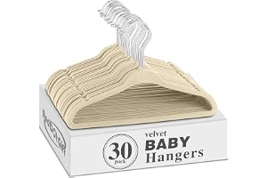 Red Dot Gift® 30 Pack Beige Baby Velvet Hangers 11Inch/28cm - Nursery Clothes Hangers Non Slip Toddler Hangers, 360 Chrome Swivel Hook