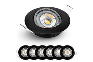 EMOS Faretti LED da Incasso per Cartongesso 5W / 450 Lumen | Faretti LED soffitto da incasso 3000K Luce Bianco caldo | Set di 6 pezzi Spot LED Orientabili a 50°, Rotondi e Ultra Piatti in nero