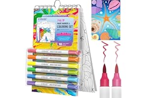 joibabe Colouring Book for Children Adult,A5 Colouring Activity Books with 6 Acrylic Painting pens/12 Colours, Therapy Anti-Stress Books Relaxation Anxiety Relief Gifts for Women/Kids Travel