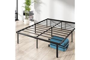 ZINUS Caleb Double Bed Frame - 4ft6 (135 x 190 cm) - 14.2'' Height - Metal Bed Base with Steel Slat Support - Easy Assembly - Black