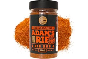 SALDVA Adam's Ribs BBQ Rub – 100 % naturalna i unikalna przyprawa BBQ – Idealna mieszanka przypraw do soczystych żeberek z grilla – Duży słoik (220 g)