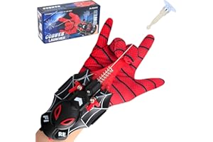 YAPARTIFA Spider Web Shooter Toy for Kids – Rechargeable Superhero Wrist Launcher with Gloves & Suction Bullets, 9.6ft Range – Perfect Spiderman Gift for Boys & Girls Ages 3+ and Teenagers Adults (Black)​