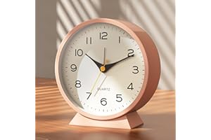 AYRELY® Réveil Matin analogique 4,5" – Réveil rétro en métal, Silencieux sans tic-tac, à Pile avec lumière Nocturne, pour Chambre, Bureau ou Table de Chevet (Rose)