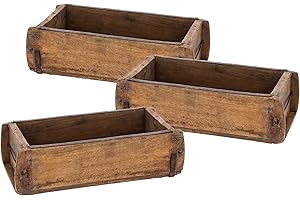 Spetebo Ziegelform Holzkiste mit Metall Beschlägen 30 x 15 cm - 3er Pack - Vintage Deko Kiste aus Altholz - Dekokiste Allzweck Box aus altem recyceltem Holz shabby used look