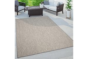 Paco Home Tappeto Cucina Da Esterno Salotto Moderno Balcone Terrazo Motivo Boho Monocolore Screziato, Dimensione:80x250 cm, Colore:Grigio