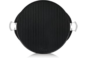 BBQ-Toro Gusseisen Grillplatte mit Griffen | Ø 53 cm | Wendeplatte, emailliert | Gasgrill Zubehör | Emaille Plancha für BBQ, Kugelgrill, Holzkohlegrill