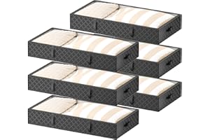 OUSFOT Pudełko do przechowywania pod łóżkiem z pokrywką [4 sztuki] komoda pod łóżko, skrzynia na pościel, torba do przechowywania kołder, ubrań