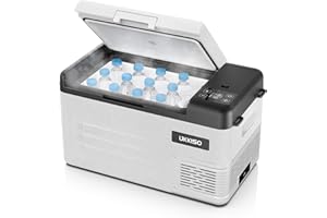 UKKISO Frigorifero Mini Frigorifero per auto portatile elettrico da campeggio, 22 l, refrigeratore elettrico a compressore, 12/24 V DC e 100-240 V AC per auto, camion, barca, campeggio, da -20 °C a 20