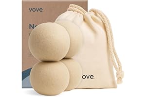 Vove Natural Hemp Tumble Dryer Balls, Pack of 4 - 5X More Absorbent VS Wool - Upto 35% Faster, Fabric Conditioner, Cuts Creases & Static, Reusable Hypoallergenic, Eco Friendly