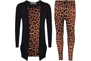 A2Z 4 Kids® Kids Girls Cardigan Top & Legging Set Leopard Print Stylish Cardigans & Fashion Legging Sets New Age 5 6 7 8 9 10 11 12 13 Years