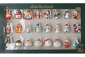 Krebs Glas Lauscha Zestaw mini figurek, 24 sztuki, - małe szklane figurki jako ozdoby choinkowe, bombki