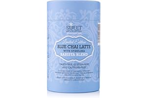 Sweet Revolution Blue Chai Latte with Spirulina Barista Blend 100g tub. Caffeine Free, Gluten Free, Dairy Free, Refined Sugar-Free.