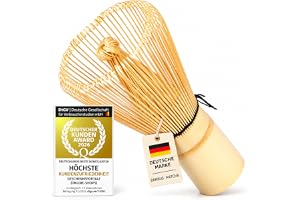 DIMONO® Matcha Visp Set - Bambu Chasen, Skål & Doserskeda | Matcha set med handgjord lerskål, bambu kvast, kvasthållare & dos