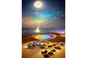 YWKJDDM 5D Diamond Painting Kits, DIY Diamond Art Painting Kits for Adults, Full Drill Embroidery Cross Stitch Painting Pictures for Home Wall Decor 30 × 40cm Moonlight Lake