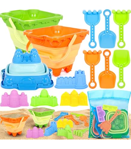 Sac de plage en maille pour jouets de sable, sac de rangement pour accessoires de natation en plein air, garçons et filles, 2 boucles