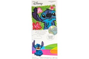 Dimensions - Latch Hook Kit - Disney Stitch - 72-75542 - Arts and Crafts for Adults and Kids - 12 x 12 inch