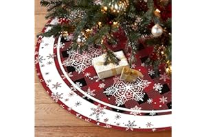 ZoneYan Falda de Árbol de Navidad, 120cm Rojo Manta para Árbol de Navidads, Alfombra arbols de Navidads, Base Arbols de Navidad, Faldon Arbol Navidades para año Nuevo Decoración (Copos de Nieve)