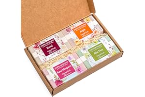 CABRERIZO SOAP Estuche 4 jabones para regalar, Jabon manos, cara y cuerpo - Jabones artesanales de Aceite de Oliva, Karité, Argán, Rosa Mosqueta y Aloe, 4 x 100 g. - Jabones Naturales Artesanos