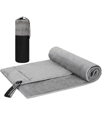 Pameil Serviette Microfibre 120 X 50 Cm, Séchage Rapide & Ultra Absorbante Serviette Sport Musculation Avec Poche Zippée, La Serviette De Sport Et Serviette Voyage Parfaite (Noir