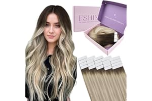 Fshine 18inch 45cm Balayage Tape in Human Hair Extensions in Hair Extensions Couleur 2 Fade to 18 60 Blonde Remy Hair Ombre Tape Hair Extensions