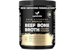 Euphoria Bliss Bone Broth Powder 500g | Sweden Grass Fed | No Hormones or Additives | Unflavoured High Grade Beef Bone Broth | Halal