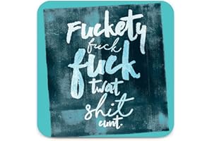 Brainbox Candy - Funny Rude 'F*ckety F*ck Coaster' - Small Gift Ideas For Him Her - Friends Birthday - Housewarming Present - New Home Gift - Funny Gifts For Women Men