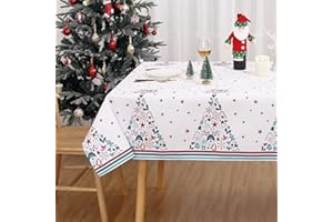 JOLLYTOP Świąteczny obrus prostokątny obrus w gwiazdki, wodoodporny i nadający się do prania obrus na stół do dekoracji imprezowej, obrus na zewnątrz, do kuchni, jadalni, odporny na zalanie, 137 x 178 cm,