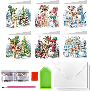 Winter-Tierkarten Set 12 Stück Mit Umschlägen & Aufklebern – Weihnachtsgrußkarten