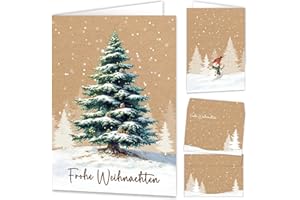 BOYATONG Weihnachtskarten mit Umschlag 15er Set, Hochwertig klappkarten, Schöne Weihnachtskarte Weihnachtspostkarten Christmas Cards mit Umschlägen für deine Weihnachtsgruß, Frohe Weihnachten Merry Christmas