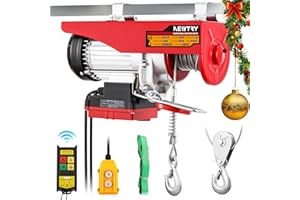 NEWTRY Electric Hoist Lift 240kg/480kg, 20m/10m Lifting Height, 100m Wireless Control, 2m Wire Control, Single/Double Line Use for Home Garage Warehouse 1200W (UK plug)