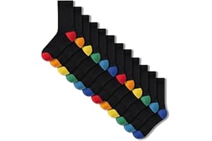 The Essentials Wardrobe Boys Kids Socks Children’s 12-Pack Black Colourful Heel & Toe Socks Durable Comfortable Cotton Blend with Elastane Stretch Ribbed Stay Up Top Socks