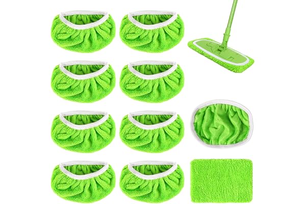 HOWAB Golvmopp ersättningsöverdrag påfyllningspaket för Swiffer: 10 stycken dukar tvättbar mopp överdrag, 25,4 x 11,5 cm torra våta golvdukar, moppkuddar torköverdrag för swiffer