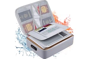 Ruboka Bolsa de Documentos ignífuga con Bolsa organizadora de Almacenamiento de Archivos, Impermeable, Segura, ignífuga, Gran Capacidad para Viajes en casa, Oficina (14.17 x 10.63 x 3.94 Pulgadas)