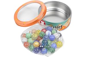GERILEO Pack de 50/100/200 Canicas de Colores y Cristal - Glass Marbles, Mármoles de Vidrio, Pista y Circuitos de Canicas, Juego Tradicional, Juguete - Niños y Niñas - 2 Tamaños - (50 Unidades + Estuche)
