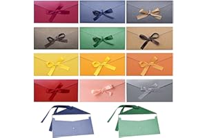 LOREC 12 Pièces Enveloppe Cadeau Noel Rétro Enveloppes Colorées éLéGante Rétro Papier Kraft Enveloppe de Papier Nacré avec Ruban pour Lnvitation au Mariage Cartes Vœux Postales Noël Fête D'anniversaire