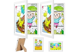 LADYSONS Cornice per disegni dei bambini A4 | Set di 2 cornici per disegni dei bambini | Pieghevole con funzione da appendere e da tavolo | Ideale per disegni dei bambini, opere d'arte a scuola, a casa