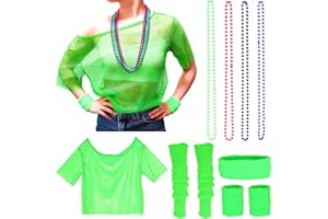 AN-WATTY Deguisement Annee 80 Femme, Déguisement Année 80 Accessoire Annee 80, Vetement Annee 80 Disco, Deguisement Année 80 Disco pour Soirées à Thème et Spectacles Sur Scène Carnavals