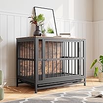 VyGrow Hundebox Aus Holz 100x71x80 Cm - Mit Doppeltüren & Rädern, Beistelltisch