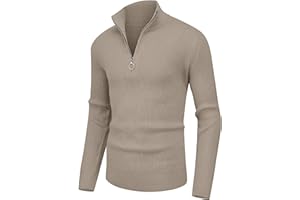 Hisir Men's Jumpers 1/4 Zip Tops Winter Warm Knit Polo Neck Jumper Long Sleeve Soft Cozy Turtle Neck Quarter Zip Knitwear Pullover Sweaters for Men