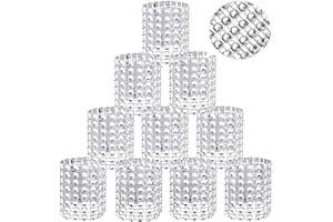 FIBOUND 30 pcs Ronds de Serviette, réutilisable Table Porte-Serviettes Bague Diamant Ruban d'enroulement avec Fermeture déc pour Noël fête,Mariage Communion Graduation Party Noël Décorations-Argent
