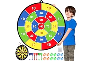 FHNSEL 29 Inches Kids Dart Board Set,Double Sided Dart Board with 12 Sticky Balls,6 Darts,Indoor & Outdoor Party Games Toys Gifts for 3 4 5 6 7 8 9 10 11 12+ Year Old Boys Girls and Adult