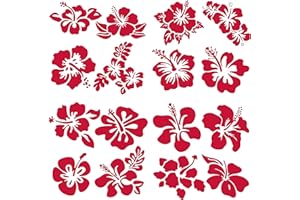 GORGECRAFT 4 Stili Adesivo per Auto Fiore di Ibisco Adesivi e Decalcomanie Hawaiane Adesivi Riflettenti Colorati Vinile Impermeabile Decorazione Esterna per Suv Camion Moto Porte Pareti Laptop