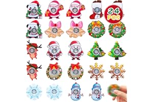 WONFELIE 24 Stück Weihnachts-Fidget-Spinner-Set – Weihnachtsspielzeug zum Stressabbau und zur Linderung von Angstzuständen – Ideal als Schulgeschenk und Mitbringsel für Partys