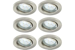 ‎TRANGO Trango 6er Set 6729-062MOSD LED Einbaustrahler in Edelstahl-Optik Rund inkl. 6x 5 Watt 3-Stufen dimmbar Ultra Flach LED Modul Leuchtmittel 3000K warmweiß, Einbauleuchte, Deckenstrahler, Deckenleuchte