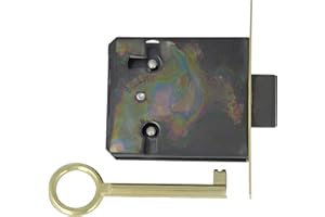 Amig - Zamek wpuszczany do mebli | Wejście 35 mm | Zawiera klucz nasadowy | System zamykania stołów, szafek i małych mebli | Matowy złoty mosiądz