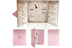 CODKU Back in 1944 Poster UK 80th Birthday Gifts for Women,Happy 80th Birthday Decorations Supplies Card Gift for Her 80 Years Old Birthday Wedding Poster,Home Decor Folded Poster Presents for Mum,8x10 Inch
