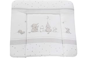 roba Colchón Cambiador Bebe Impermeable 85 x 75 cm Sternenzauber - Bordes Elevados - Para Mueble Cambiador - Sin Ftalatos - Diseño Elefantes y Estrellas